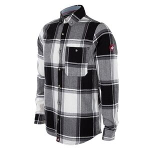 Canada Weather Gear Mens Flannel Button-Down Chambray Lined Collar Cream/Black S